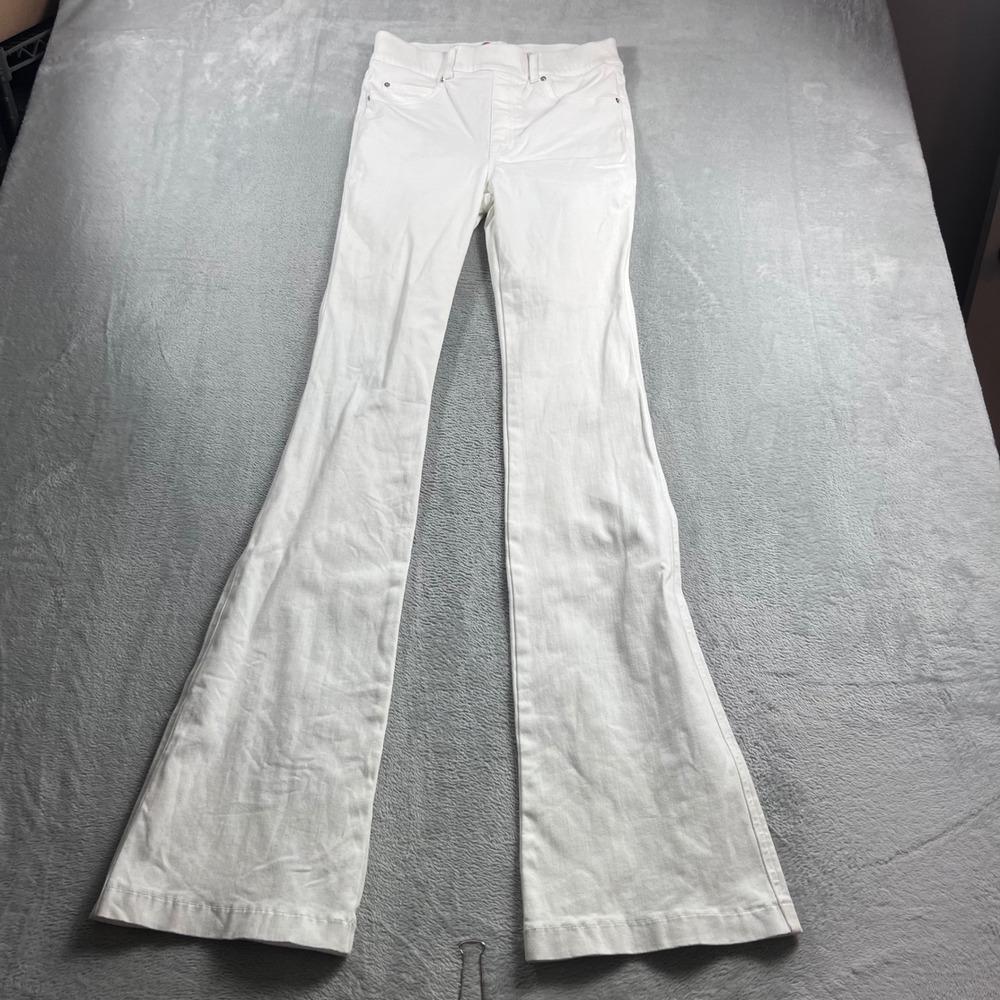 Spanx Flare Jeans White Pull On High Rise Stretch Denim Pants 20349R Womens S